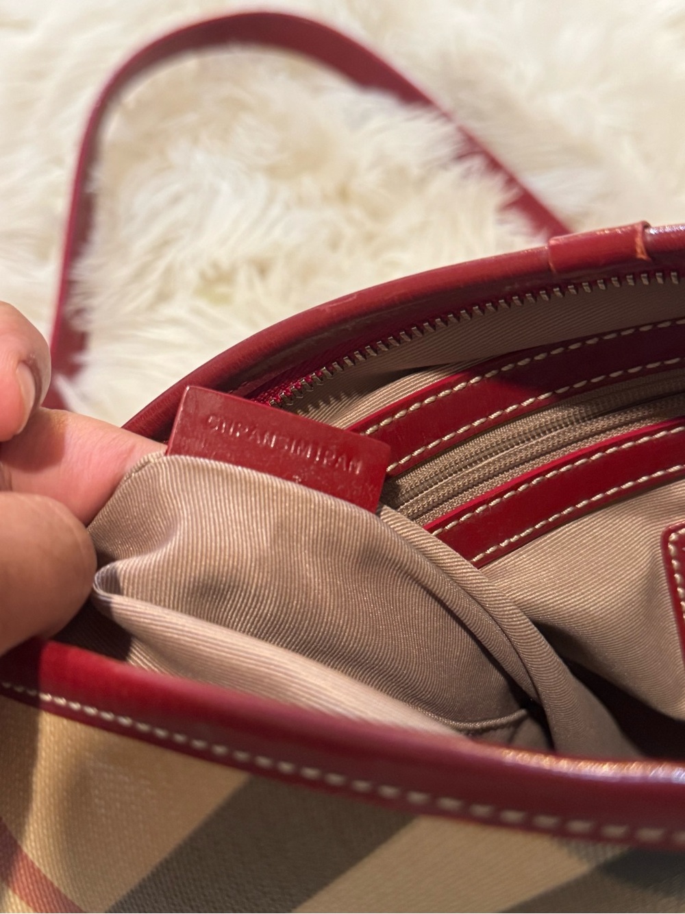 Burberry Red Plaid canvas Crossbody Shoulder Bag - Picture 7 of 8